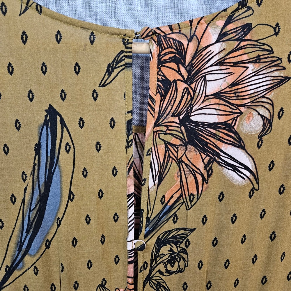 Free People First Kiss Floral Maxi Dress Small Long Sleeve Boho Goldenrod Multi - Picture 8 of 16